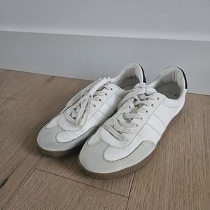 Call It Spring Women's White and Cream Sneakers Samba-inspired Size 9